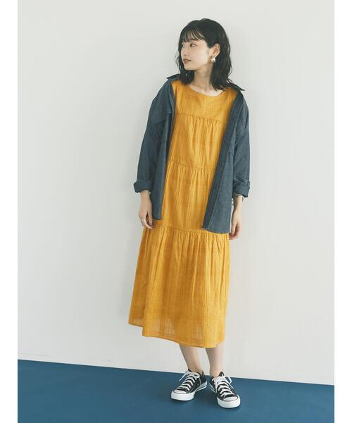 CRAFT STANDARD BOUTIQUE（クラフトスタンダードブティック）の「クルーネックティアードワンピース　＊（ワンピース・レディース・ブラック/パープル/マスタード・FREE）」の18枚目の写真