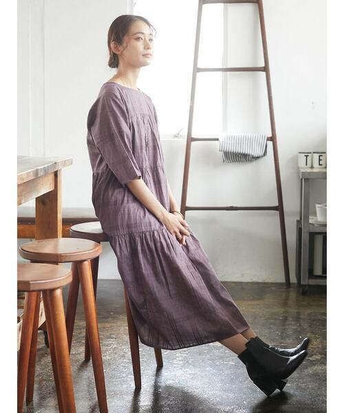 CRAFT STANDARD BOUTIQUE（クラフトスタンダードブティック）の「クルーネックティアードワンピース　＊（ワンピース・レディース・ブラック/パープル/マスタード・FREE）」の19枚目の写真