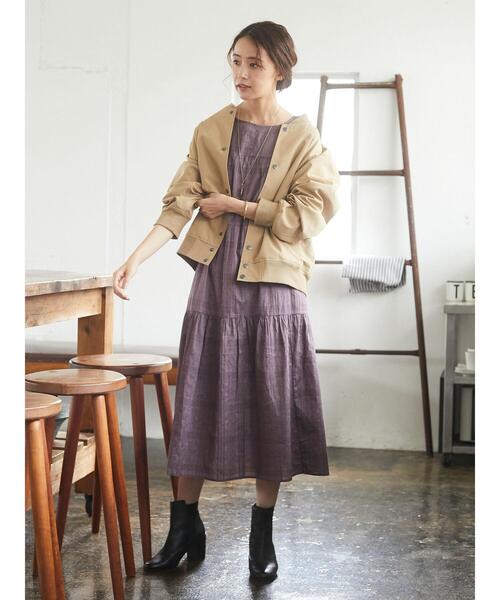 CRAFT STANDARD BOUTIQUE（クラフトスタンダードブティック）の「クルーネックティアードワンピース　＊（ワンピース・レディース・ブラック/パープル/マスタード・FREE）」の21枚目の写真