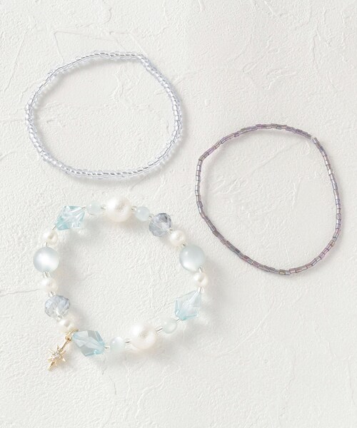 アクセサリー ブレスレットクリアビーズブレスレット3点セット ブレスレット Its Demo イッツデモ のファッション
