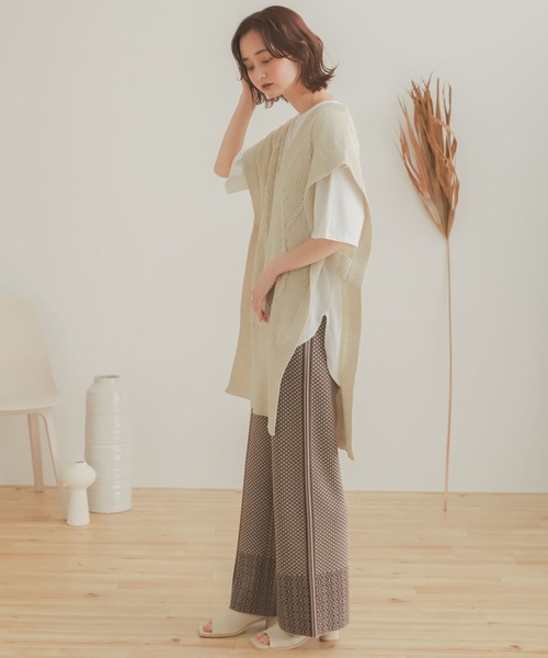 SENSE OF PLACE by URBAN RESEARCH(センスオブプレイスバイアーバンリサーチ)の「ジャガードニットパンツ(その他パンツ・レディース・パープル系その他/ブラック系その他/ブラウン系その他・ONE)」の13枚目の写真