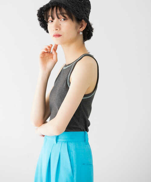 KBF（ケイビーエフ）の「カラーステッチアメスリタンク（タンクトップ・レディース・ブラウン/ベージュ/チャコールグレー・ONE）」の4枚目の写真
