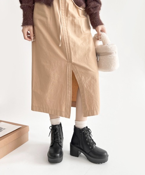 Shoes in Closet（シューズインクローゼット）の「《#極軽》超軽量厚底 レースアップ ヒール ショートブーツ 2805（ブーツ・レディース・ブラック/ダークブラウン/アイボリー/ブラック系その他/ワイン/ブラック系8/ダークブラウン系8/キャメル・LL/S/M/L/XS/3L）」の17枚目の写真