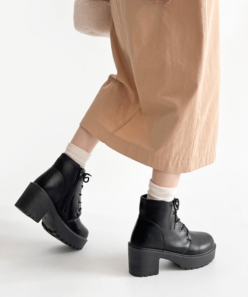 Shoes in Closet（シューズインクローゼット）の「《#極軽》超軽量厚底 レースアップ ヒール ショートブーツ 2805（ブーツ・レディース・ブラック/ダークブラウン/アイボリー/ブラック系その他/ワイン/ブラック系8/ダークブラウン系8/キャメル・LL/S/M/L/XS/3L）」の16枚目の写真