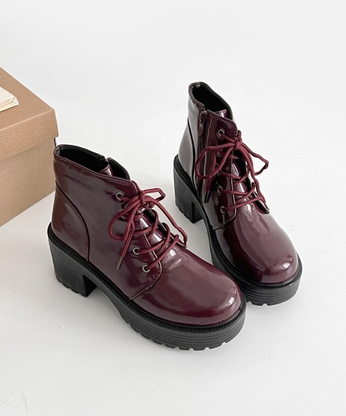 Shoes in Closet（シューズインクローゼット）の「《#極軽》超軽量厚底 レースアップ ヒール ショートブーツ 2805（ブーツ・レディース・ブラック/ダークブラウン/アイボリー/ブラック系その他/ワイン/ブラック系8/ダークブラウン系8/キャメル・LL/S/M/L/XS/3L）」の19枚目の写真