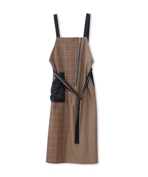 La SRIC（ラスリック）の「La SRIC / チェックアシメZIP-JSK（ジャンパースカート・レディース・ブラウン/グレー・MEDIUM）」の16枚目の写真