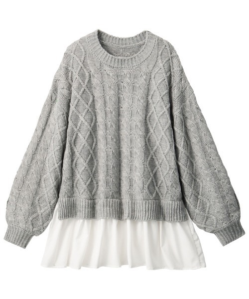 GeeRA(ジーラ)の「レイヤード風ケーブルニットトップス(ニット/セーター・レディース・モカ/ライトグレー・MEDIUM/LARGE/X-LARGE)」の20枚目の写真