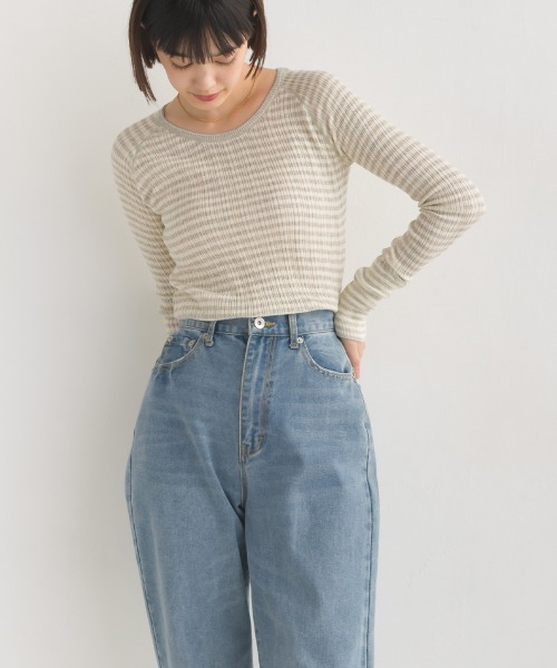 OMNES(オムネス)の「ランダムテレコニット クルーネック(ニット/セーター・レディース・ホワイト/チャコール/グレイッシュベージュ/グレー/ブラック/ブラック系その他/グリーン系その他/ホワイト系その他/オートミール/グレー系その他・FREE)」の14枚目の写真