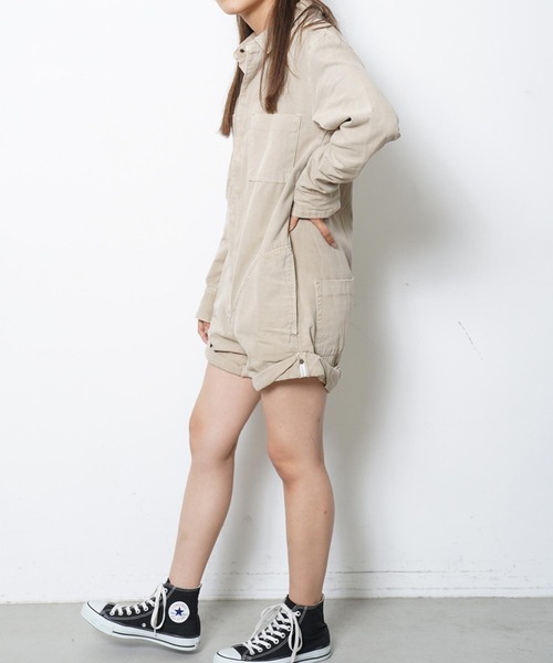 One Tea spoon(ワンティースプーン)の「ONETEASPOON SHORT JUMPSUIT 22423A/22423C(つなぎ/オールインワン・レディース・ブラック/ベージュ・SMALL)」の6枚目の写真