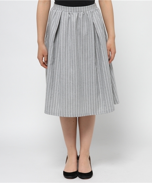 WEGO（ウィゴー）の「WEGO/ストライプミモレスカート（スカート・レディース・グレー系その他/ブルー系その他・FREE）」の5枚目の写真