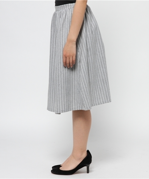 WEGO（ウィゴー）の「WEGO/ストライプミモレスカート（スカート・レディース・グレー系その他/ブルー系その他・FREE）」の6枚目の写真