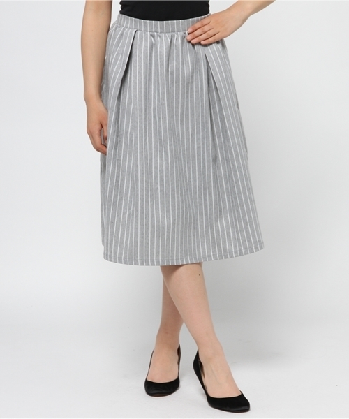 WEGO（ウィゴー）の「WEGO/ストライプミモレスカート（スカート・レディース・グレー系その他/ブルー系その他・FREE）」の3枚目の写真