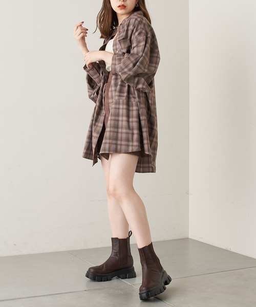 Chico（チコ）の「チェックブロッキングシャツ（シャツ/ブラウス・レディース・ブラック/ベージュ/ネイビー/ブラウン・FREE）」の10枚目の写真