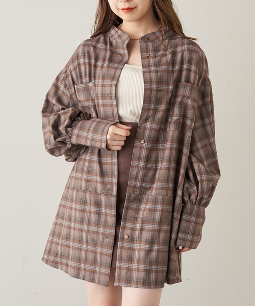 Chico（チコ）の「チェックブロッキングシャツ（シャツ/ブラウス・レディース・ブラック/ベージュ/ネイビー/ブラウン・FREE）」の14枚目の写真