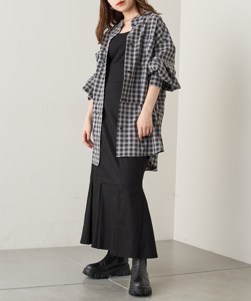 Chico（チコ）の「チェックブロッキングシャツ（シャツ/ブラウス・レディース・ブラック/ベージュ/ネイビー/ブラウン・FREE）」の9枚目の写真