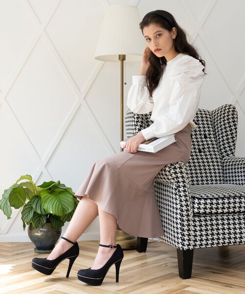 ESPERANZA(エスペランサ)の「◆【ハイヒール/ストーム付】メッキラインプラットフォームストラップパンプス(パンプス・レディース・こしょう色系1/ブラック系/ピンク系5/ネイビー系・S/M/L/LL)」の14枚目の写真