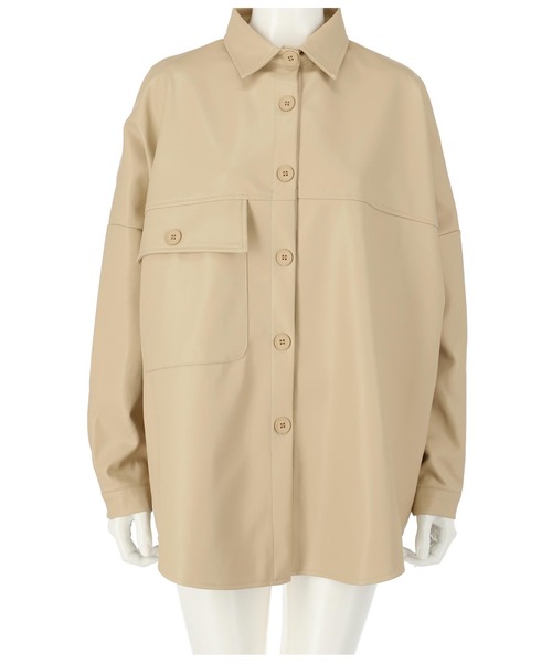 ANAP（アナップ）の「フェイクレザーオーバーシャツ（カバーオール・レディース・アイボリー/ブラック・FREE）」の9枚目の写真