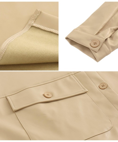 ANAP（アナップ）の「フェイクレザーオーバーシャツ（カバーオール・レディース・アイボリー/ブラック・FREE）」の4枚目の写真