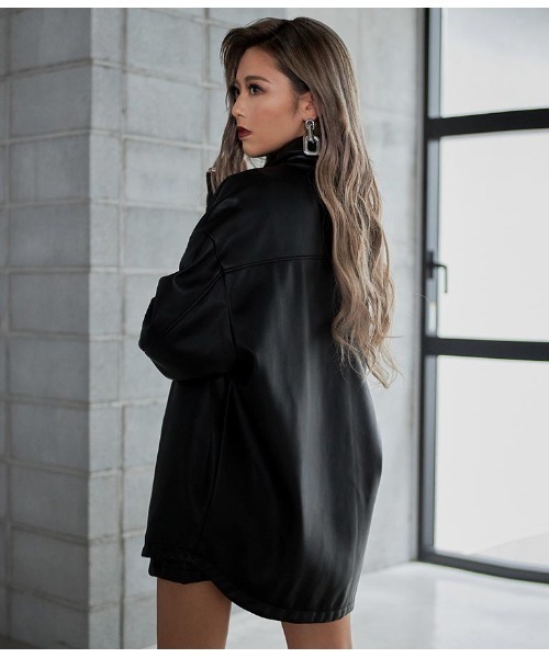 ANAP（アナップ）の「フェイクレザーオーバーシャツ（カバーオール・レディース・アイボリー/ブラック・FREE）」の19枚目の写真