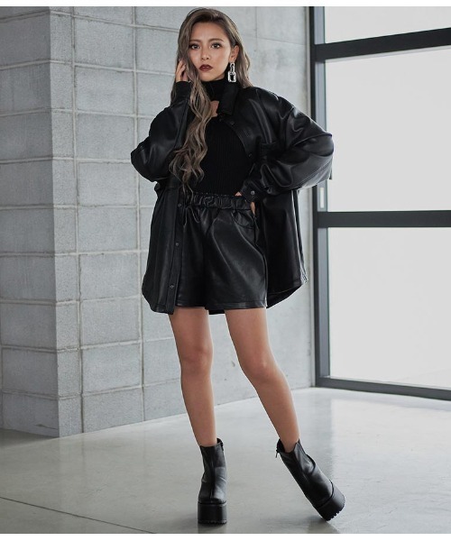 ANAP（アナップ）の「フェイクレザーオーバーシャツ（カバーオール・レディース・アイボリー/ブラック・FREE）」の20枚目の写真