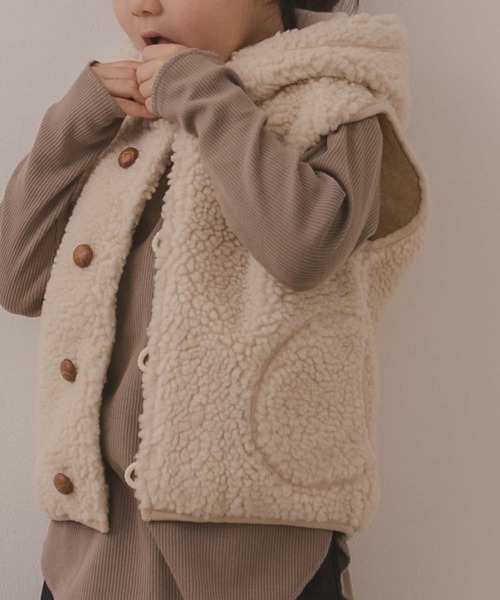 GYMPHLEX（ジムフレックス）の「GYMPHLEX　BOA HOODED VEST(KIDS)（その他アウター・キッズ・チャコールグレー/アイボリー/モカ・95/115/135）」の8枚目の写真