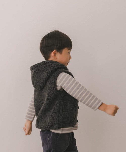 GYMPHLEX（ジムフレックス）の「GYMPHLEX　BOA HOODED VEST(KIDS)（その他アウター・キッズ・チャコールグレー/アイボリー/モカ・95/115/135）」の5枚目の写真