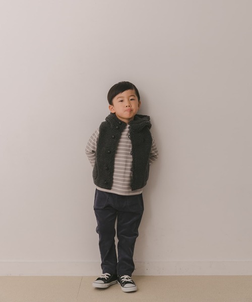 GYMPHLEX（ジムフレックス）の「GYMPHLEX　BOA HOODED VEST(KIDS)（その他アウター・キッズ・チャコールグレー/アイボリー/モカ・95/115/135）」の4枚目の写真