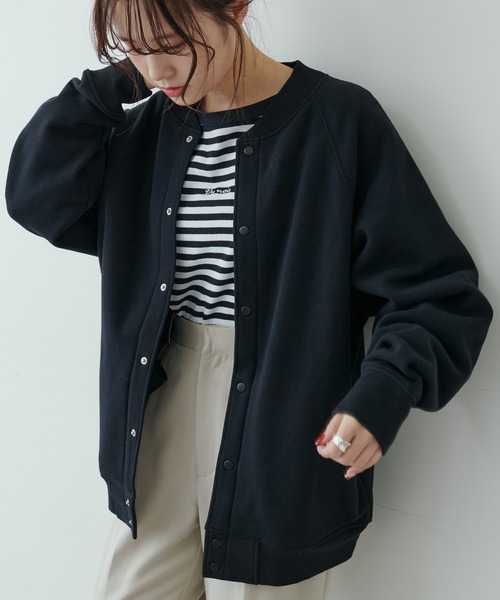 PUAL CE CIN(ピュアルセシン)の「裏起毛ブルゾン(ブルゾン・レディース・モカ/キャメル/ブラック/グレイッシュベージュ/ネイビー/オフホワイト/ピンク/ベージュ・FREE)」の3枚目の写真