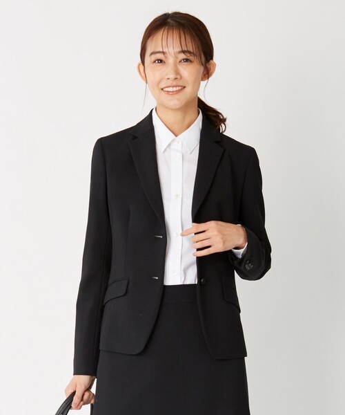 J.PRESS(ジェイプレス)の「【汚れにくい&シワになりにくい】テフロンカームスキン ジャケット(テーラードジャケット・レディース・ブラック系・11/9/7/13)」の1枚目の写真