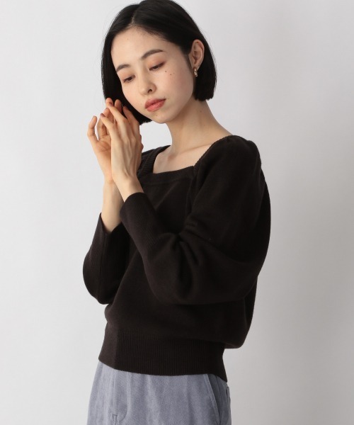 LOWRYS FARM（ローリーズファーム）の「スクエアパワショルニット　235294（ニット/セーター・レディース・アイボリー/ブラック/グリーン・FREE）」の2枚目の写真