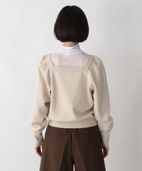 LOWRYS FARM（ローリーズファーム）の「スクエアパワショルニット　235294（ニット/セーター・レディース・アイボリー/ブラック/グリーン・FREE）」の7枚目の写真