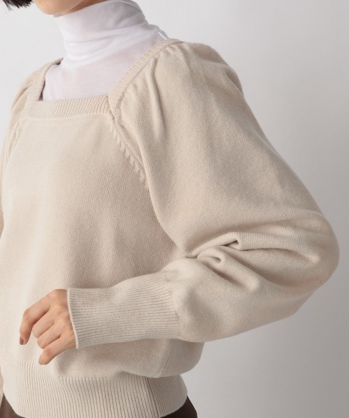 LOWRYS FARM（ローリーズファーム）の「スクエアパワショルニット　235294（ニット/セーター・レディース・アイボリー/ブラック/グリーン・FREE）」の5枚目の写真