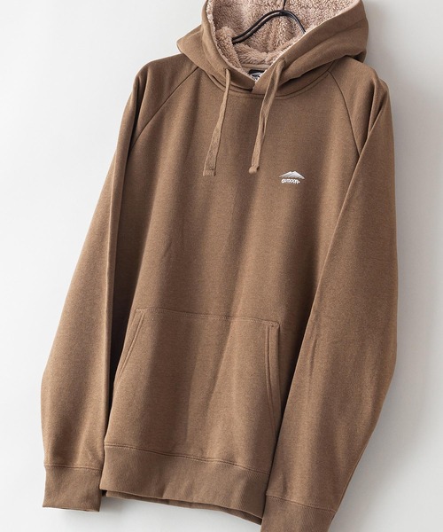 Outdoor Products アウトドアプロダクツ 身頃ボアパーカー ワンポイントブランドロゴトレーナー