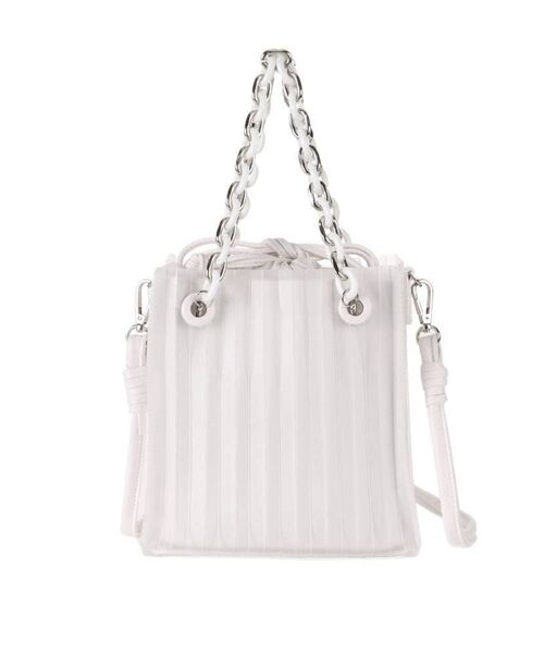 MERCURYDUO(マーキュリーデュオ)の「2WAYスクエアプリーツバッグ(ハンドバッグ・レディース・オフホワイト/ピンク・FREE)」の2枚目の写真