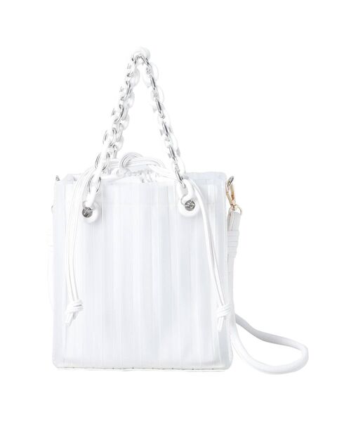 MERCURYDUO(マーキュリーデュオ)の「2WAYスクエアプリーツバッグ(ハンドバッグ・レディース・オフホワイト/ピンク・FREE)」の4枚目の写真