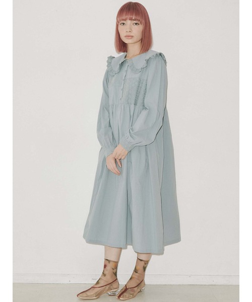 merry jenny（メリージェニー）の「レースパッチワークワンピース（ワンピース・レディース・ブラック/オフホワイト/ブルー・FREE）」の4枚目の写真