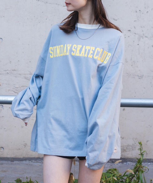 WEGO（ウィゴー）の「WEGO/ヘビーウエイト リンガーBIGロンT（Tシャツ/カットソー・メンズ・ホワイト/サックスブルー/ブラック/ダークグリーン・MEDIUM/LARGE）」の2枚目の写真