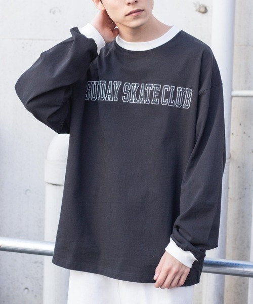WEGO（ウィゴー）の「WEGO/ヘビーウエイト リンガーBIGロンT（Tシャツ/カットソー・メンズ・ホワイト/サックスブルー/ブラック/ダークグリーン・MEDIUM/LARGE）」の4枚目の写真