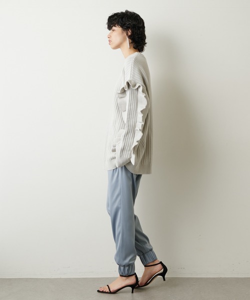 【未使用品】ウィムガゼット THE PAUSE 袖フリルオーバーニット グレー Whim Gazette - 【未使用品】ウィムガゼット THE PAUSE 袖フリル