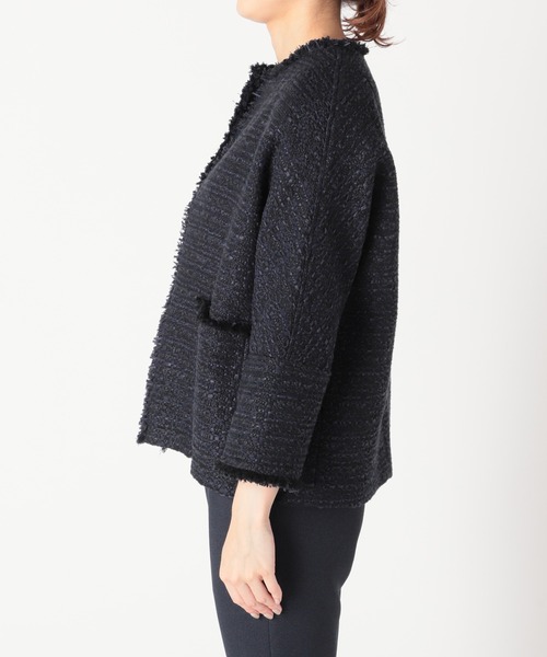 IENA（イエナ）の「＆NAVY ツィードジャケット◇（ノーカラー