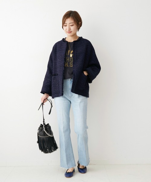 IENA（イエナ）の「＆NAVY ツィードジャケット◇（ノーカラー