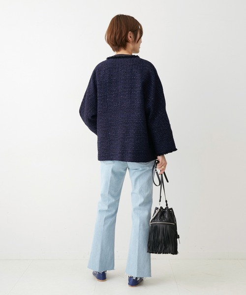 IENA（イエナ）の「＆NAVY ツィードジャケット◇（ノーカラー