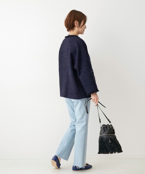 IENA（イエナ）の「＆NAVY ツィードジャケット◇（ノーカラー