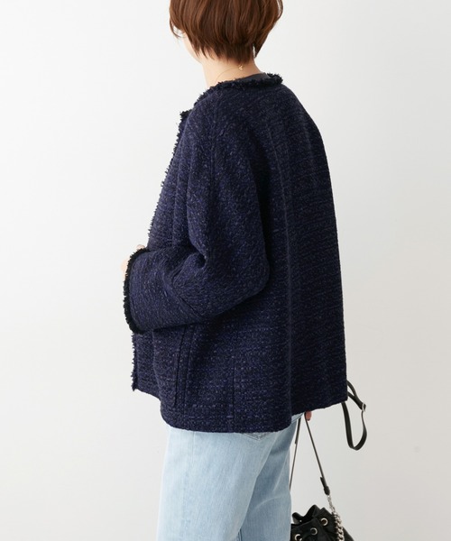 IENA（イエナ）の「＆NAVY ツィードジャケット◇（ノーカラー