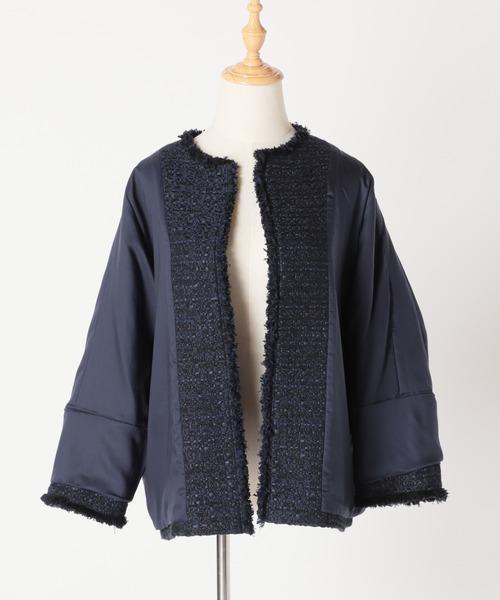 IENA（イエナ）の「＆NAVY ツィードジャケット◇（ノーカラー