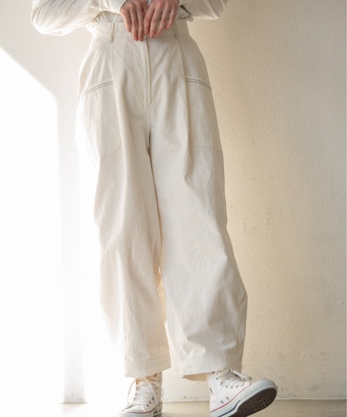 idem（イデム）の「basic loose pants/コットンルーズワイドパンツ（その他パンツ・レディース・ホワイト/カーキ/ブラック/ブルー・SMALL/FREE）」の5枚目の写真