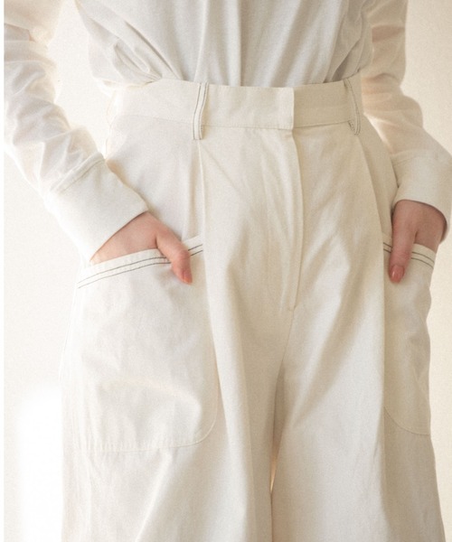 idem（イデム）の「basic loose pants/コットンルーズワイドパンツ（その他パンツ・レディース・ホワイト/カーキ/ブラック/ブルー・SMALL/FREE）」の7枚目の写真