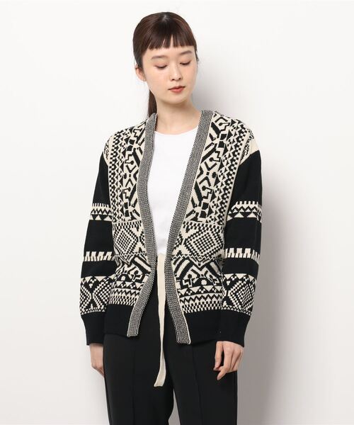 TOGA PULLA（トーガ　プルラ）の「TOGA PULLA Jacquard knit cardigan TP21-XO206（カーディガン/ボレロ・レディース・ピンク/ブラック・38）」の8枚目の写真