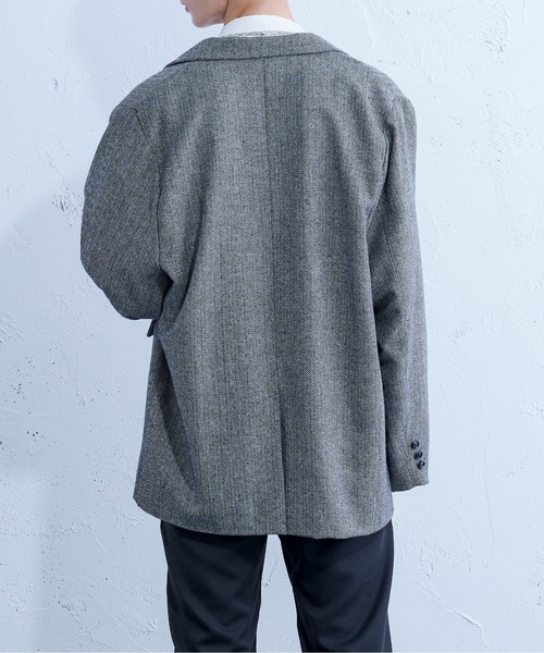 Ellno Loset（エルノロゼット）の「へリンボーンダブルテーラードジャケット（テーラードジャケット・メンズ・ブラック・MEDIUM/LARGE）」の4枚目の写真