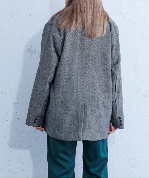 Ellno Loset（エルノロゼット）の「へリンボーンダブルテーラードジャケット（テーラードジャケット・メンズ・ブラック・MEDIUM/LARGE）」の8枚目の写真